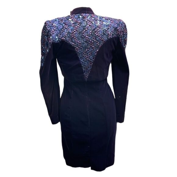 Zum Zum Purple Velvet Cocktail Dress and Jacket, Size 9-10,Sequined Jacket/Satin - Picture 2 of 10